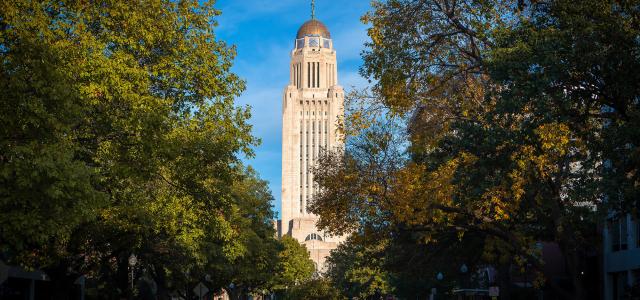 State capitol of Lincoln Nebraska in autumn